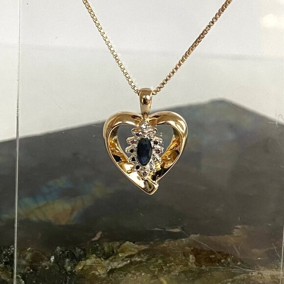 Ross-Simons Gold Vermeil Sterling Silver 925 Sapphire Heart Pendant Necklace 18" - Picture 3 of 16